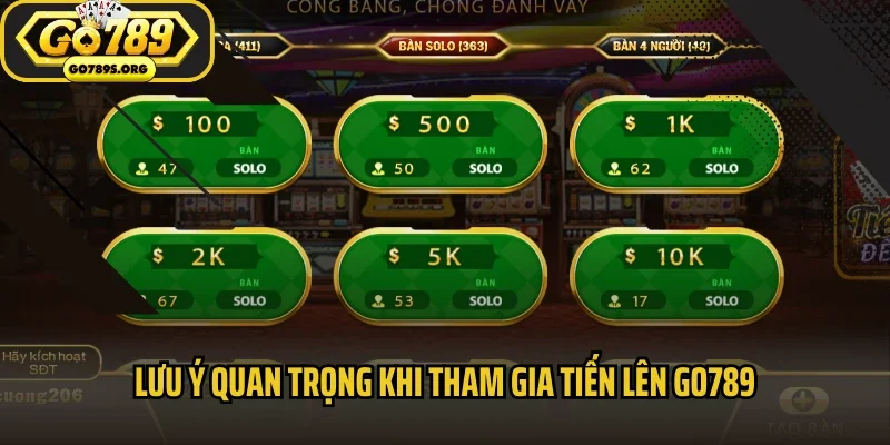 Lưu ý quan trọng khi tham gia tiến lên GO789