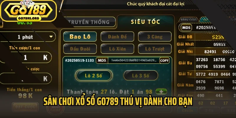 Sân chơi xổ số GO789 thú vị dành cho bạn